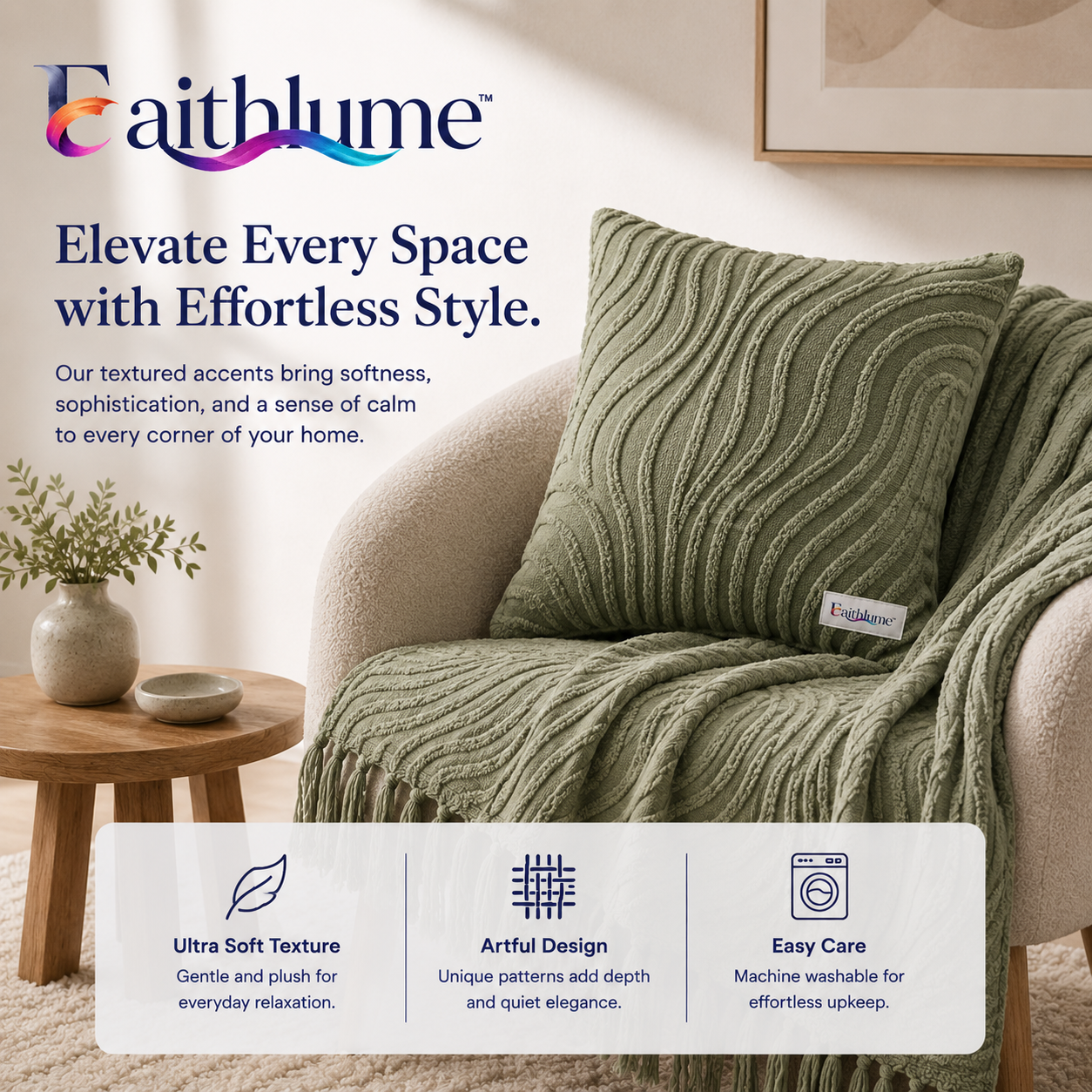 Faithlume™ NaturaContour Woven Accent Pillow & Throw Set