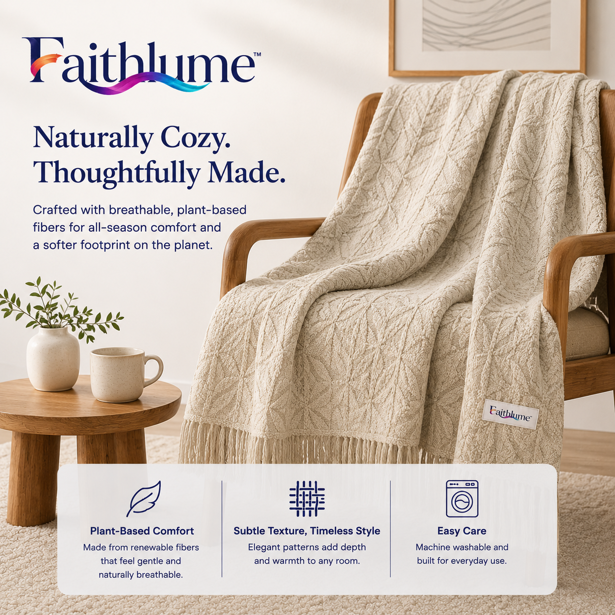 Faithlume™ LinenWave Heritage Tassel Throw Blanket