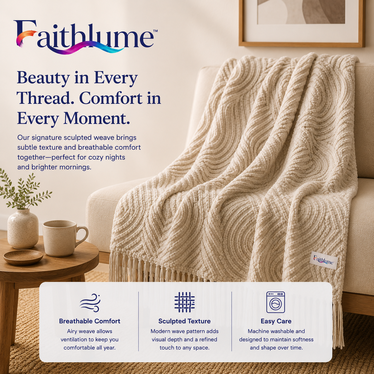 Faithlume™ LumaThread Heritage Jacquard Throw Blanket